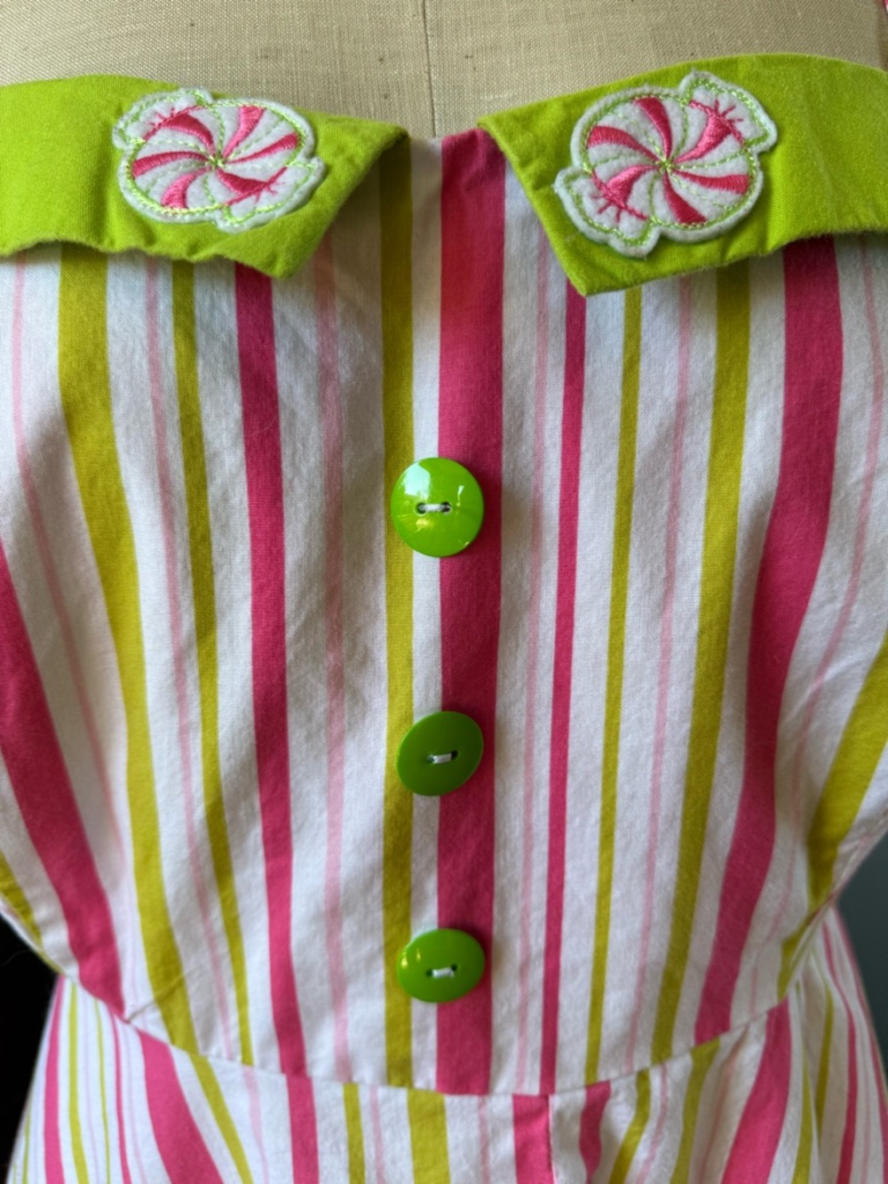 Striped Sundress with Lime Trim - Pink & Green, plus size 3X - Picture 2 of 7